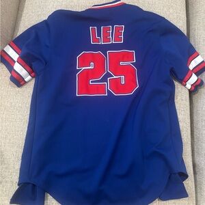 Cubs Derrek Lee Blue and Red Men's Jersey Adult XL